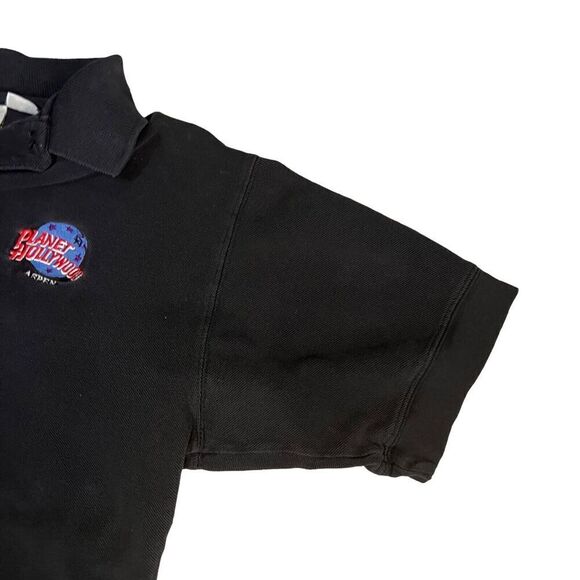 Vintage Planet Hollywood Aspen Polo Shirt Size Medium Black Embroidered Logo - Picture 2 of 8